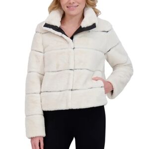 Karl Lagerfeld Paris Faux Fur Jacket in Oyster